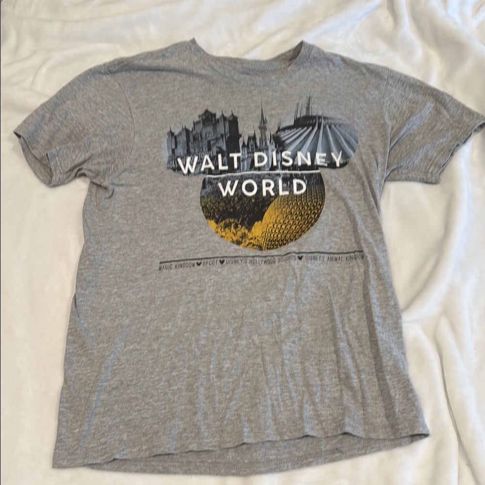 Disney Gray Short Sleeve Tee with Castle Design